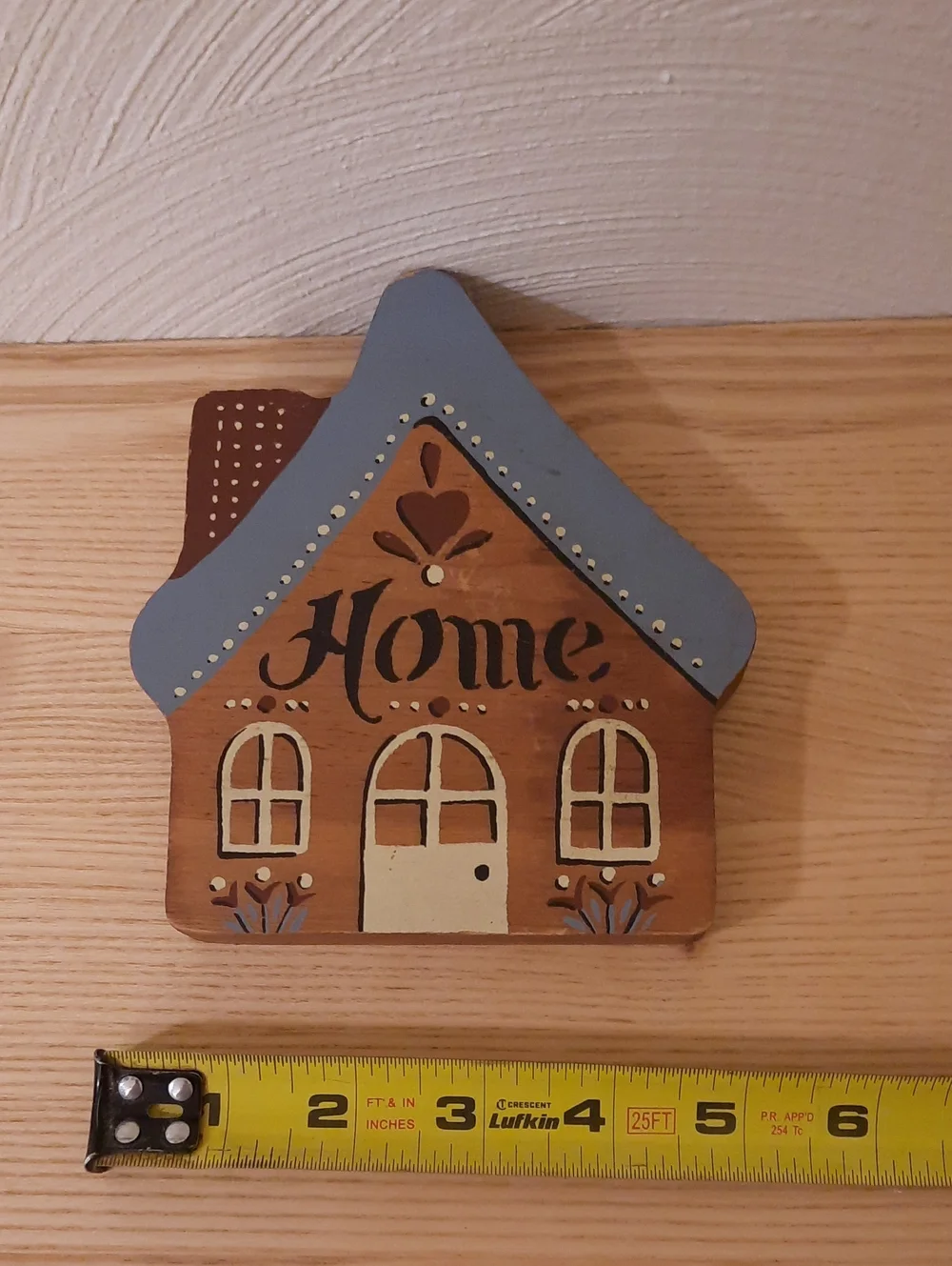 Vintage HOMCO 1980's Blue Country Home Sweet Home Wooden Hearts